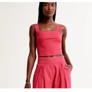 NWT‎ Abercrombie & Fitch Linen Blend Tank Top XL Pink